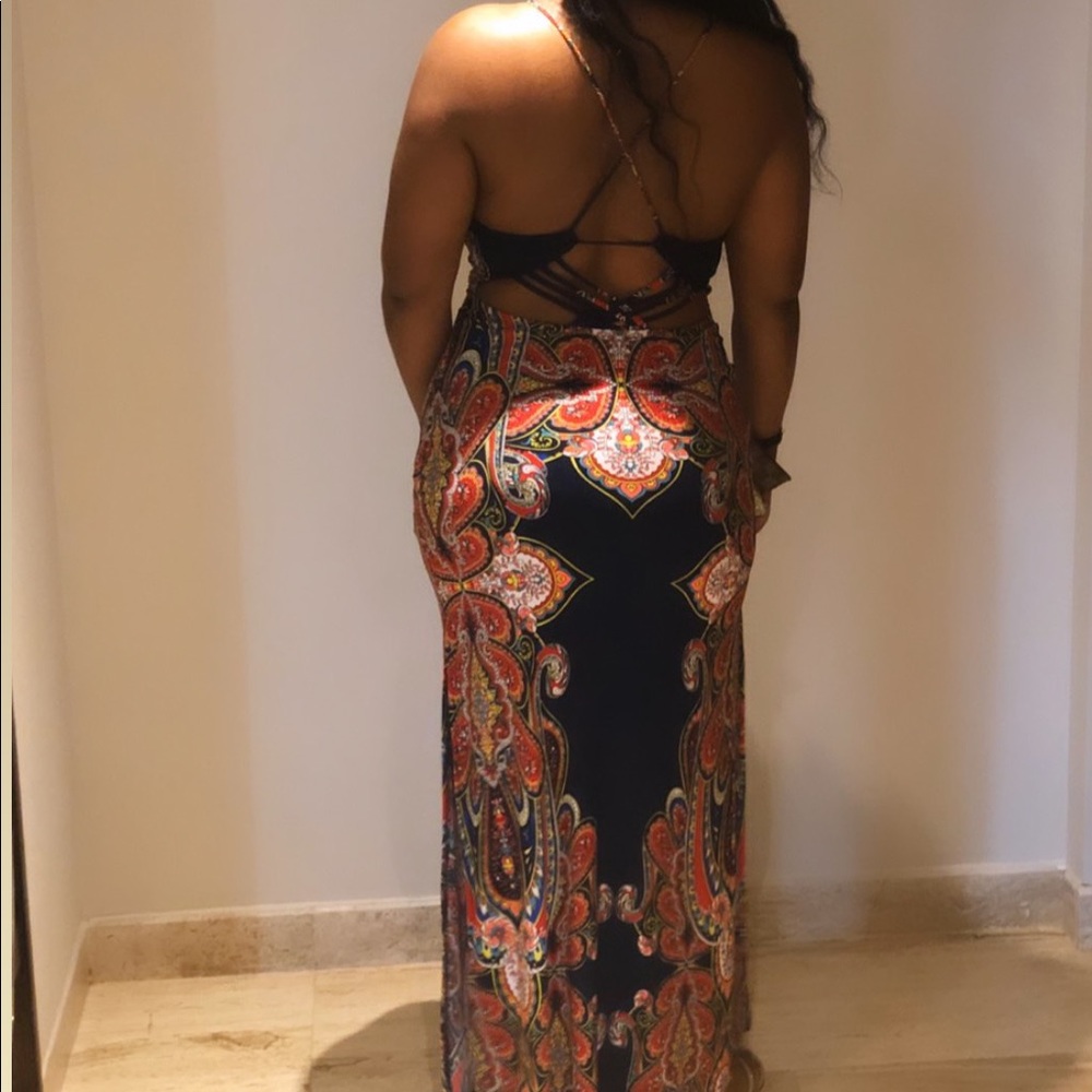 Navy paisley print maxi